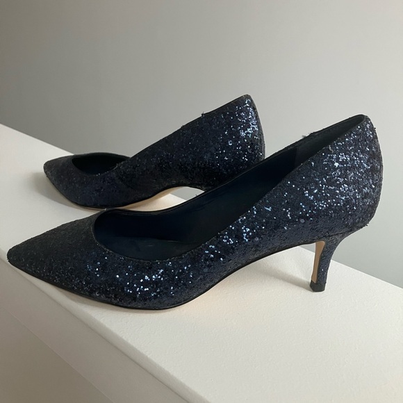 White House Black Market Shoes - White House Black Market Glitter Heels in Dark Blue